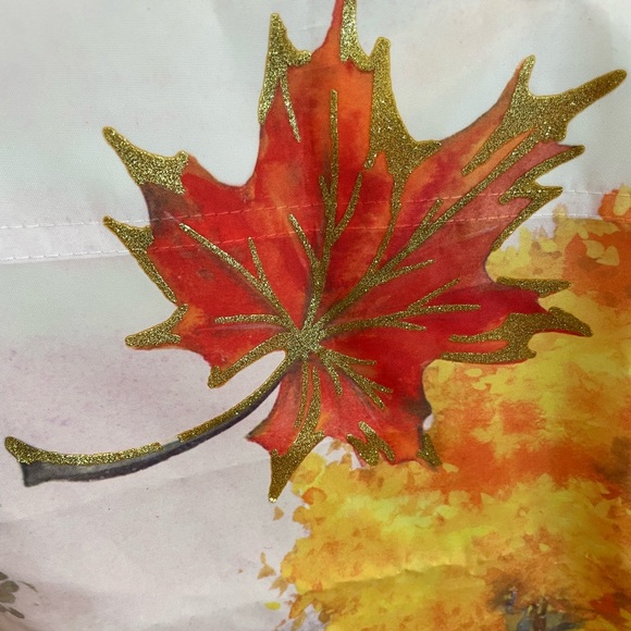 Like New Fall Foliage & Barn Outdoor Flag w/ Glitter Leaves 27” x 38.5” - Picture 4 of 6